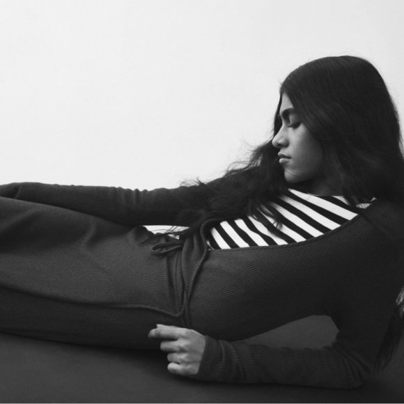 Mango Wrap Ribbed Sweater Midi Dress in Black  - MEDIUM NWT - Picture 4 of 14